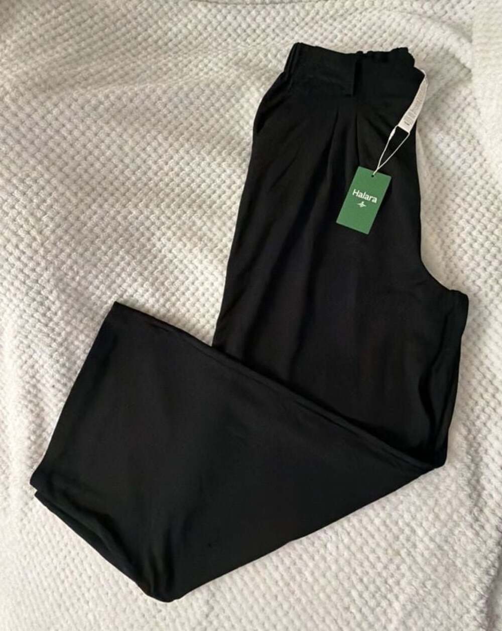 Halara High Waisted Pleated Wide Leg Pants Black Size L Tall